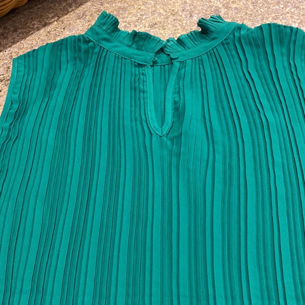Adrianna Papell Green High Neck Pleated Look Small - Picture 10 of 13